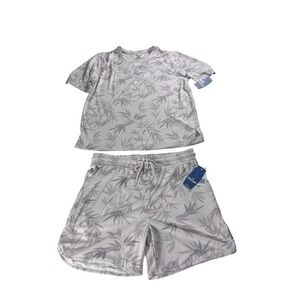 Spalding Mens Large Lilacash Bamboo Performance T-Shirt and Shorts Set NWT